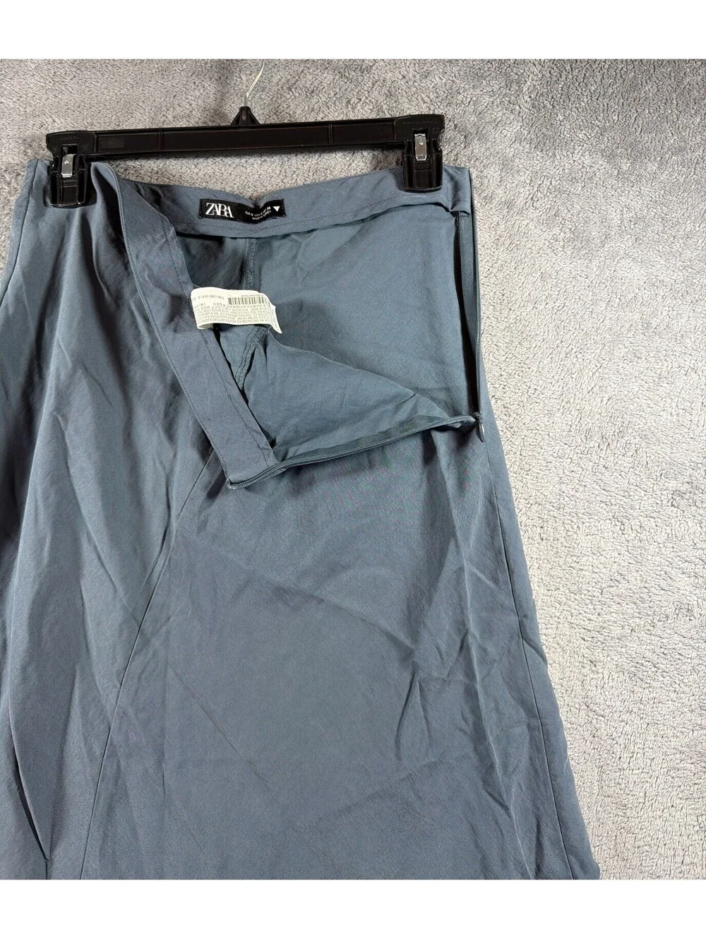 ZARA Women's Blue Asymmetrical Hem Midi Skirt Flowy Solid Size Small